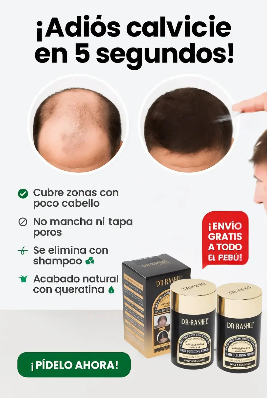 Fibra Capilar (22gr) - Hasta 50 Aplicaciones