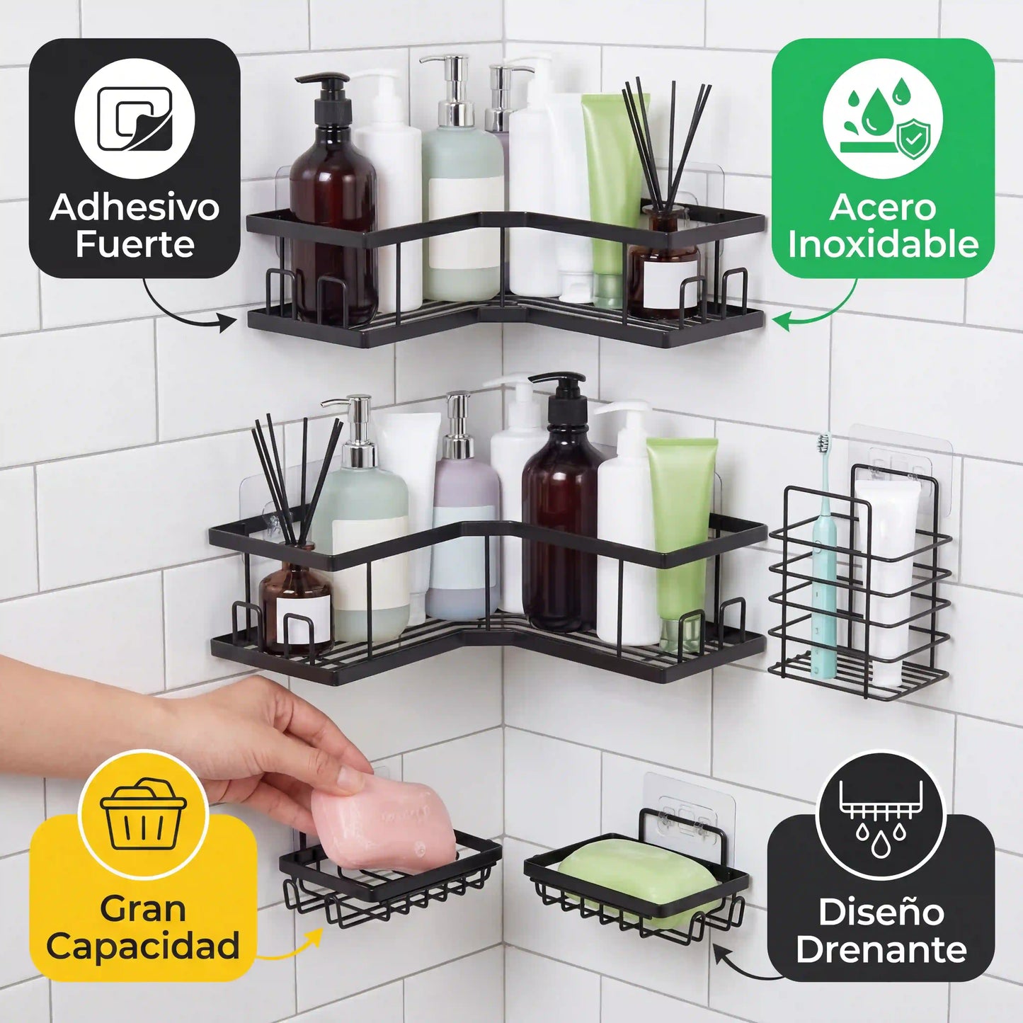 SET ORGANIZADOR DE BAÑO (5 PIEZAS)